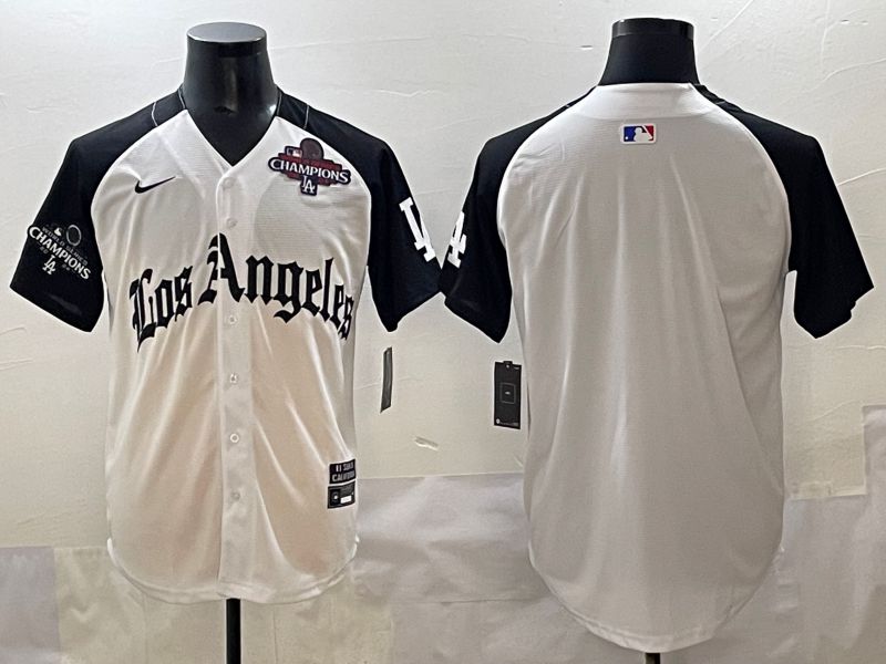 Men 2025 Los Angeles Dodgers Blank White black Five generations Joint Name Nike MLB Jersey style 112